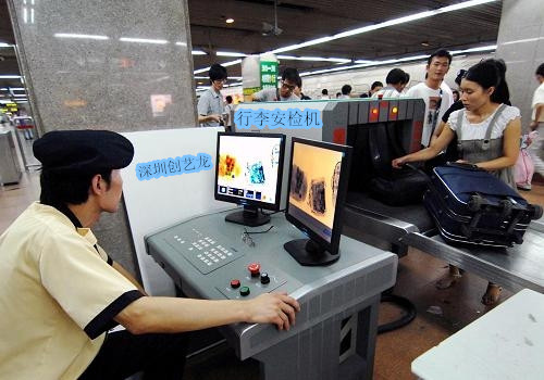 各種行李在X光安檢機下的顯示圖像